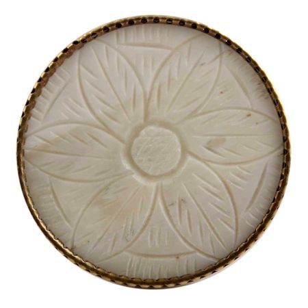 Round Cream Flower Metal and Bone Drawer Knob